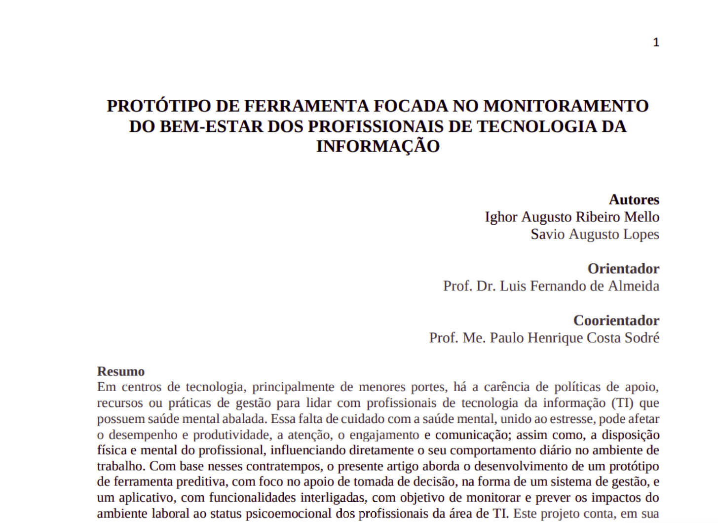 Artigo Científico do meu Trabalho de Graduação